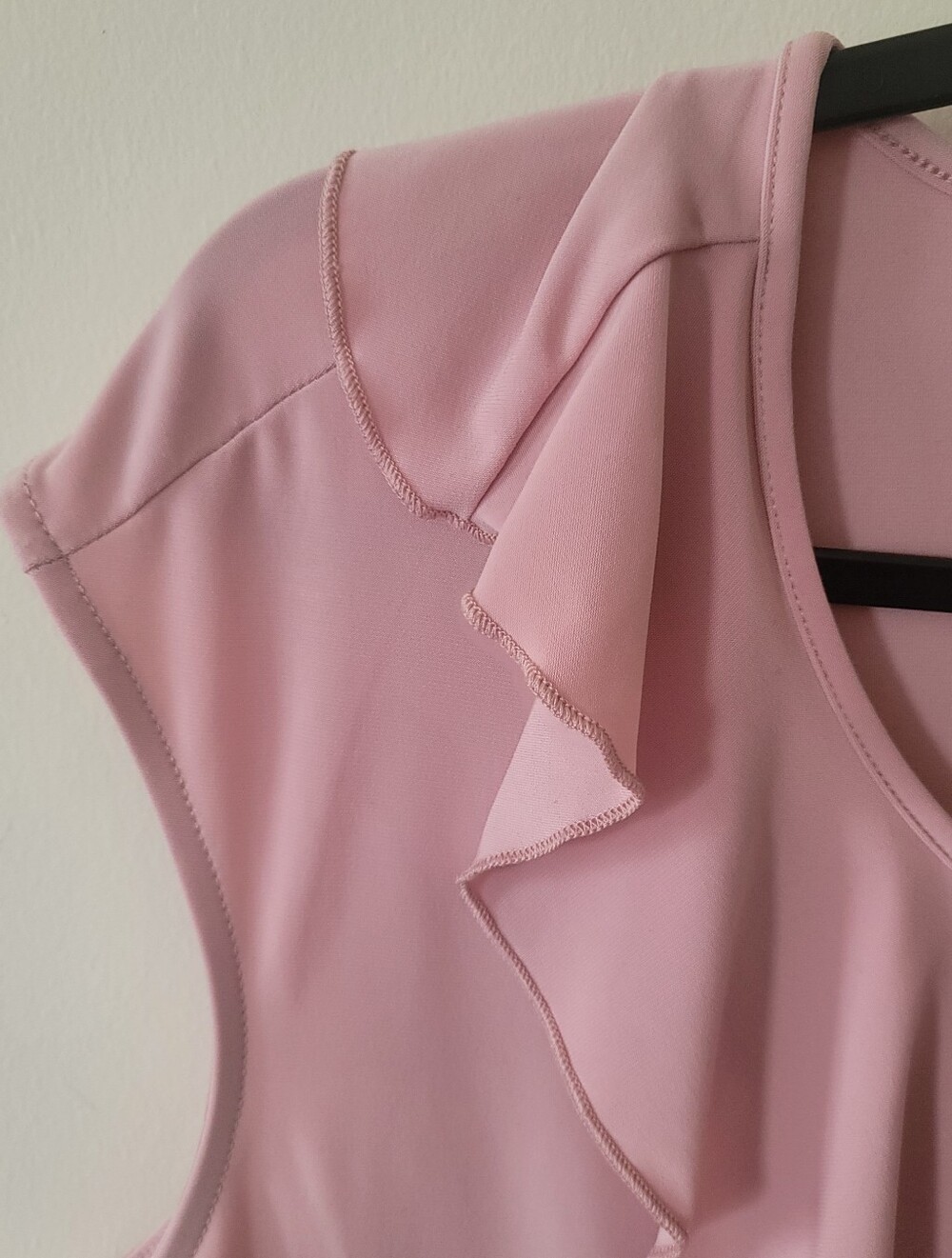 AUW Blush Pink Top with Ruffle - Beautifully Drapey Fabric